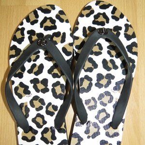 NWOT COACH Misses Size 9 - 10 M Leopard Animal Print Flip Flop Sandals